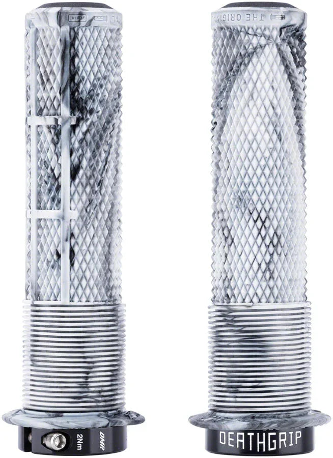 DeathGrip 2 Flanged Grips - Thin Lock-On Snow Camo - Bicycle Warehouse