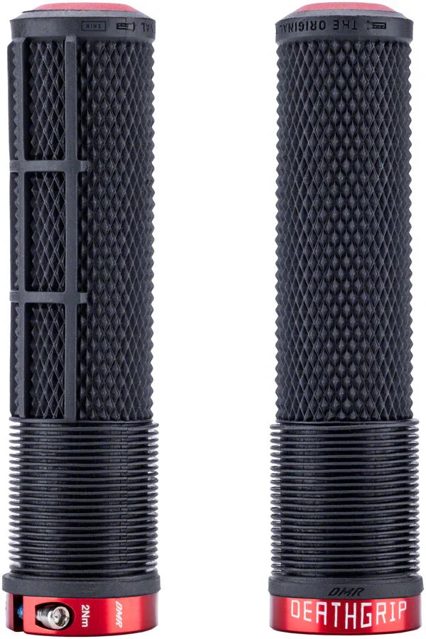 DeathGrip 2 Race Edition Grips - Thin Lock-On Black Flangeless - Bicycle Warehouse