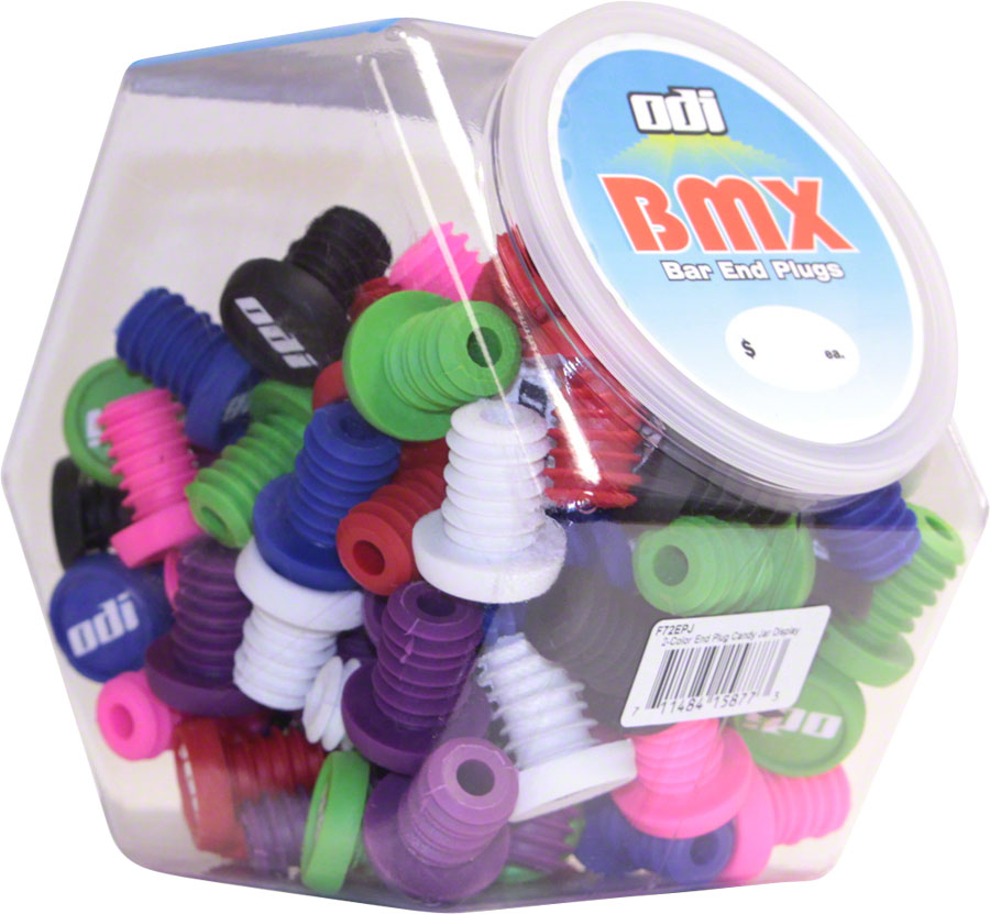 Jar Of BMX End Plugs 50 Pair Various Colors - Bicycle Warehouse
