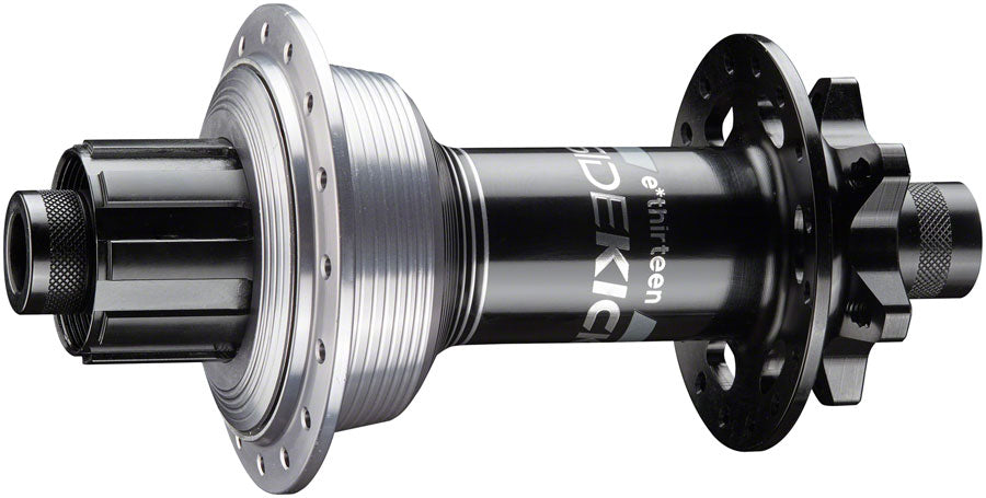 e*thirteen Sidekick Rear Hub - 12 x 157mm 6-Bolt Shimano Mini HG BLK/Sterling Silver 32H - Bicycle Warehouse
