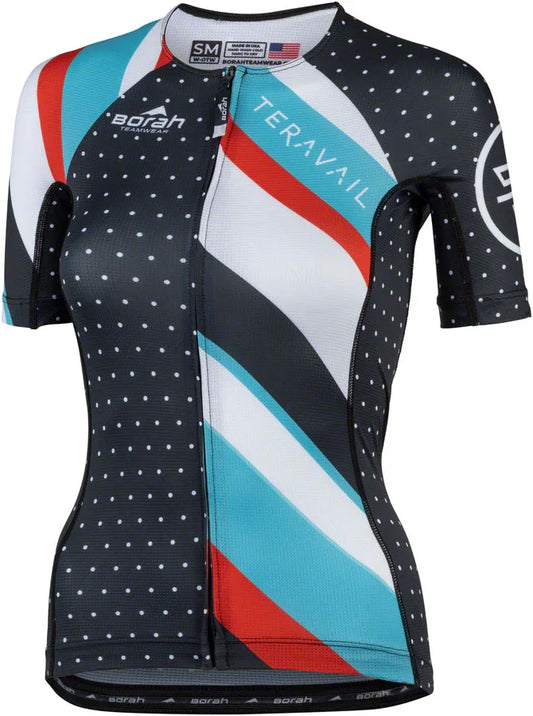 Waypoint Womens Jersey - Black White Blue Red Large - Bicycle Warehouse