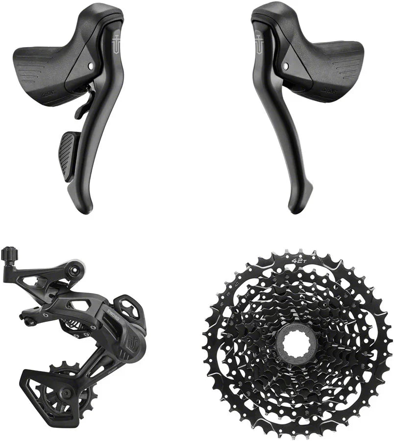 Sword BLK 1x9-Speed Groupset - Includes Brake/Shifters Rear Derailleur Medium Cage 11-42t Cassette - Bicycle Warehouse