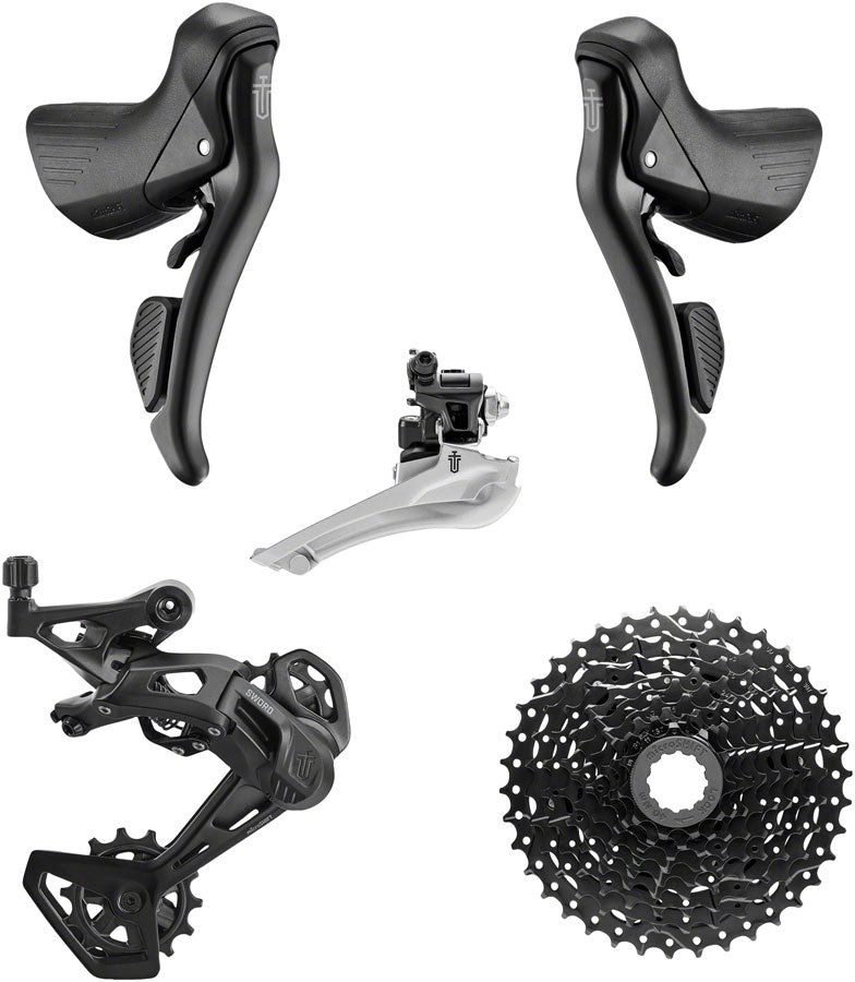 Sword BLK 2x9-Speed Groupset - Includes Brake/Shifters Front Derailler Braze-On Rear Derailleur Long Cage 11-38t Cassette - Bicycle Warehouse