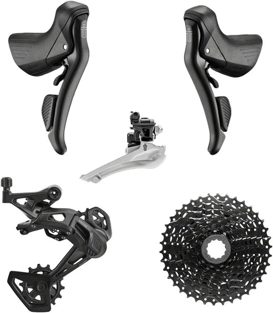 Sword BLK 2x9-Speed Groupset - Includes Brake/Shifters Front Derailler Braze-On Rear Derailleur Long Cage 11-38t Cassette - Bicycle Warehouse