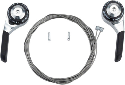 microSHIFT Down Tube Shifter Set 9-Speed Double/Triple Shimano Compatible Silver - Bicycle Warehouse