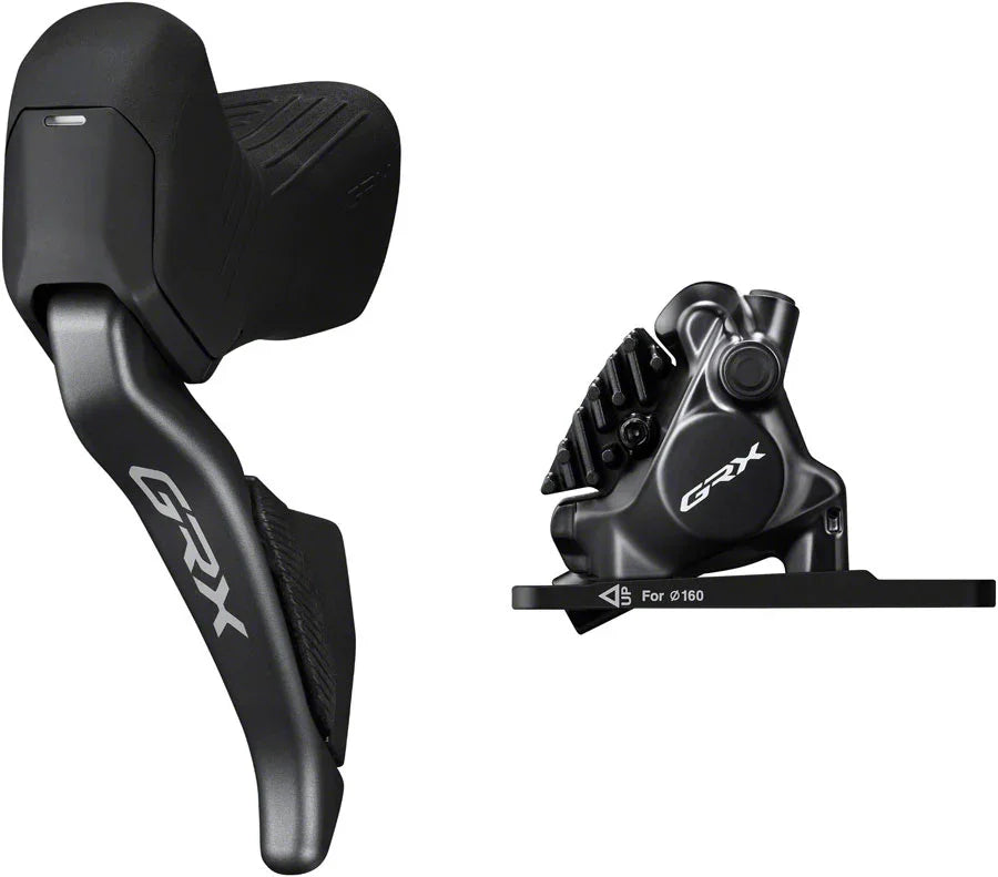 GRX ST-RX825 Di2 Shift/Brake Lever BR-RX820 Hydraulic Disc Brake Caliper - Left/Front 2x Flat Mount Caliper BLK - Bicycle Warehouse