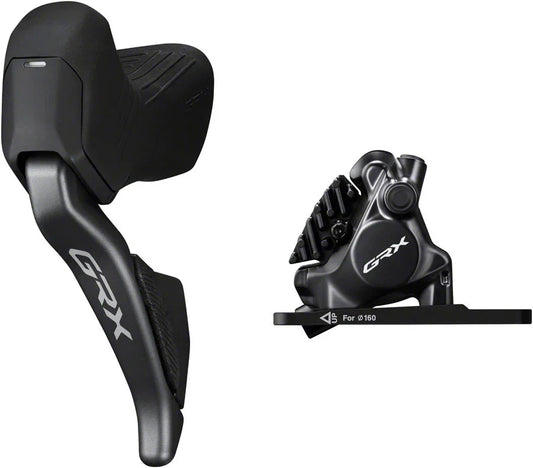 GRX ST-RX825 Di2 Shift/Brake Lever BR-RX820 Hydraulic Disc Brake Caliper - Left/Front 2x Flat Mount Caliper BLK - Bicycle Warehouse