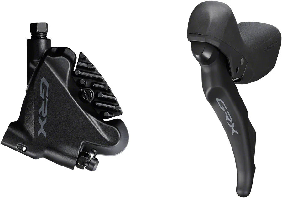 GRX ST-RX600 Shift/Brake Lever BR-RX400 Hydraulic Disc Brake Caliper - Left/Front 2x Flat Mount Caliper BLK - Bicycle Warehouse