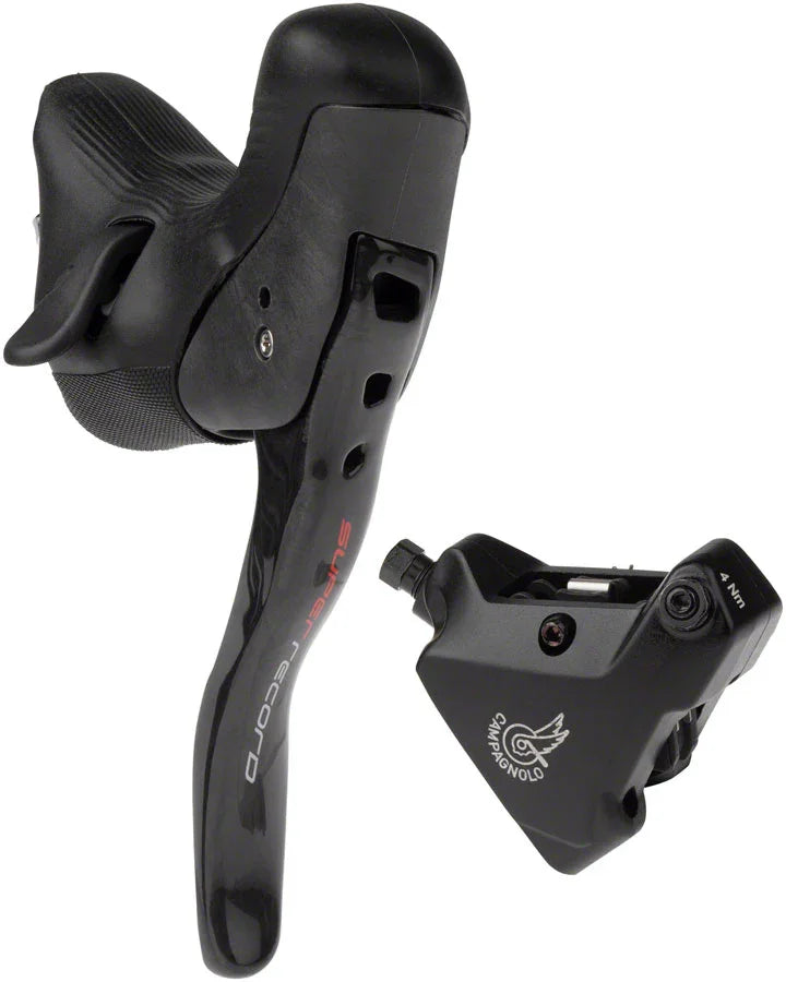 Super Record Ergopower EPS Hydraulic Brake/Shift Lever Disc Caliper - Left/Front 12-Speed 140mm Flat Mount Caliper BLK - Bicycle Warehouse