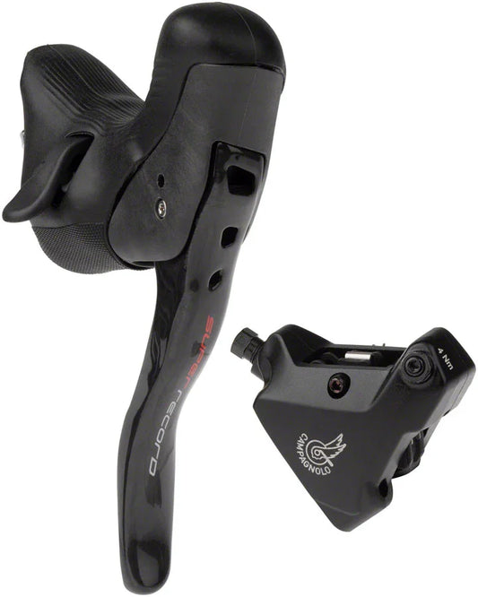 Super Record Ergopower EPS Hydraulic Brake/Shift Lever Disc Caliper - Left/Front 12-Speed 140mm Flat Mount Caliper BLK - Bicycle Warehouse