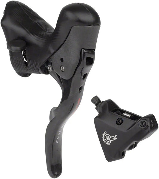 Super Record Ergopower Hydraulic Brake/Shift Lever Disc Caliper - Left/Front 12-Speed 140mm Flat Mount Caliper BLK - Bicycle Warehouse