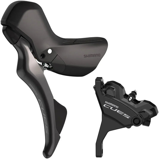 Shimano CUES ST-U6030 Shift/Brake Lever BR-U6030 Hydraulic Disc Brake Caliper - Left/Front 2x Flat Mount Caliper BLK - Bicycle Warehouse