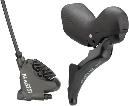 Tiagra ST-4725/BR-4770 Mechanical Shift/Hydraulic Brake Lever Caliper - Rear Flat Mount Finned Resin Pads BLK - Bicycle Warehouse