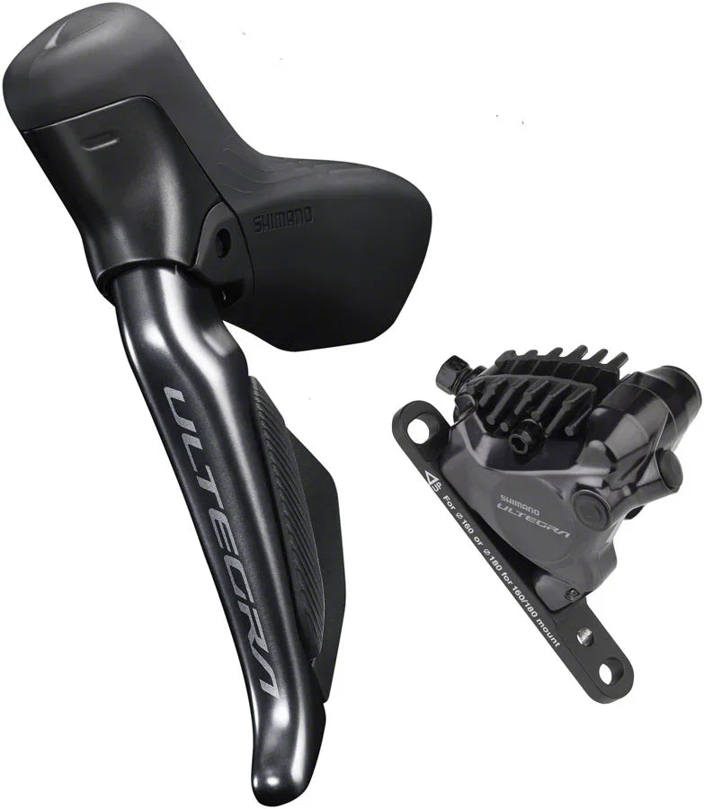 Ultegra ST-R8170F Di2 Shift/Brake Lever BR-R8170 Hydraulic Disc Brake Caliper - Left/Front 2x Flat Mount BLK - Bicycle Warehouse