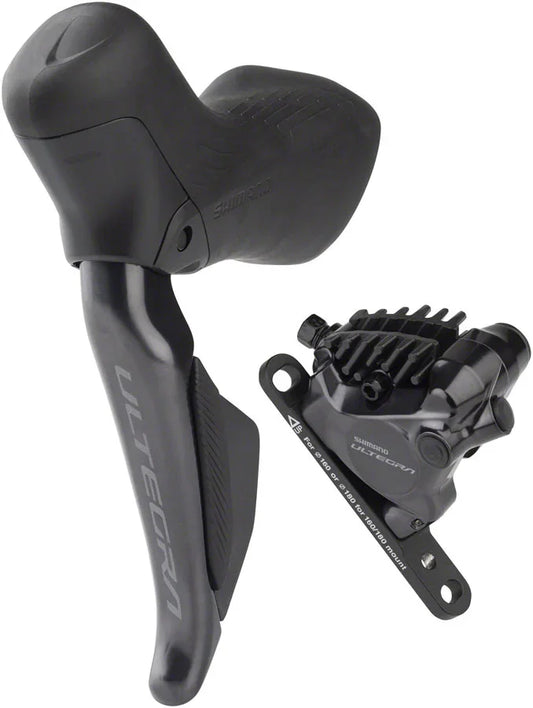 Ultegra ST-R8170E Di2 Shift/Brake Lever BR-R8170 Hydraulic Disc Brake Caliper - Left/Front 2x Flat Mount BLK - Bicycle Warehouse