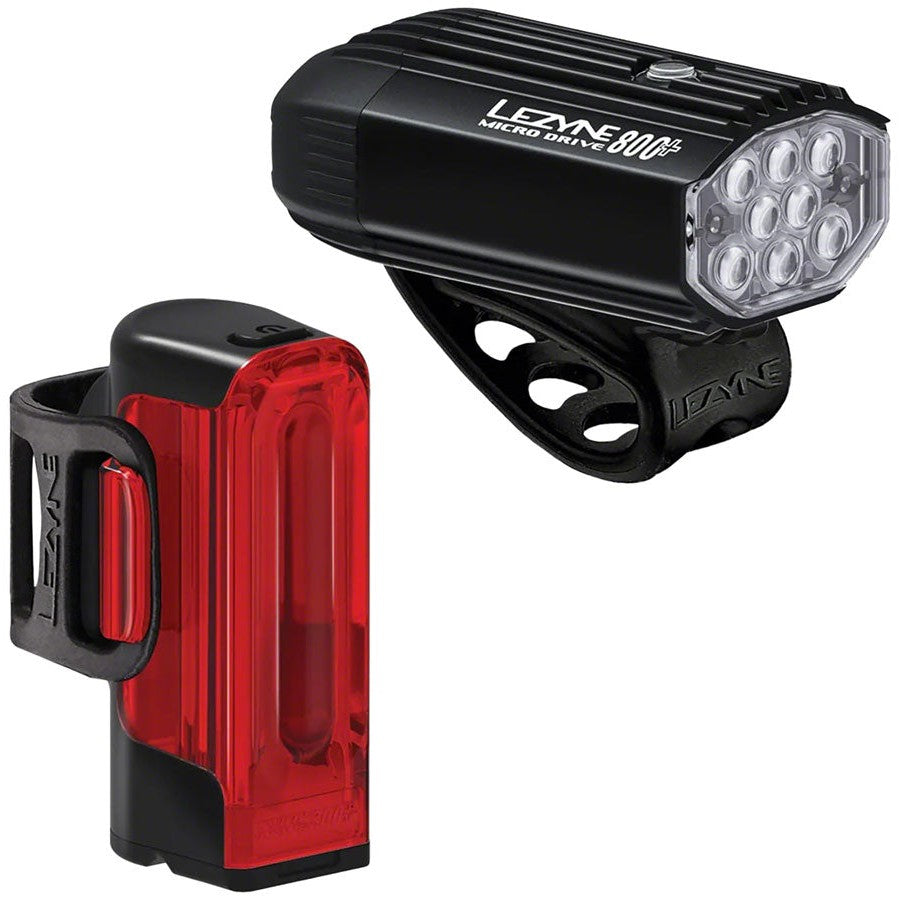 Lezyne MicroDrive 800+ / Strip Drive 300+ Headlight and Taillight Set - Lighting - Bicycle Warehouse