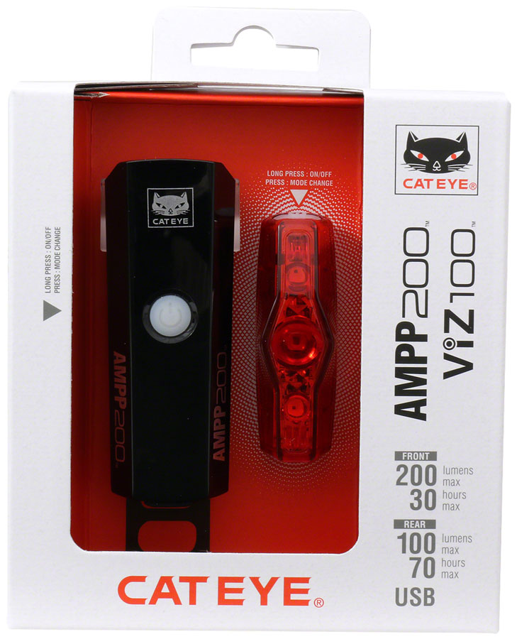 CatEye Cateye AMPP200 / VIZ100(USB-C) Headlight and Tailight Set - Bicycle Warehouse