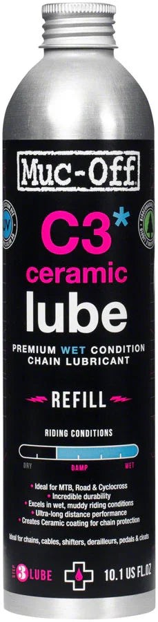 C3 Wet Ceramic Bike Chain Lube - 300ml, Aluminum Refill Bottle - Bicycle Warehouse
