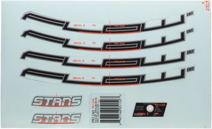 Stans Flow CB7 Rim Decal - 29" Silver Set - Bicycle Warehouse