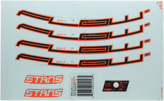 Stans Flow CB7 Rim Decal - 27.5" Orange Set - Bicycle Warehouse
