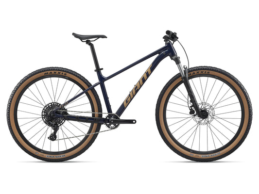 Talon 29 2 (2027) mountain bike, navy blue frame, front suspension fork