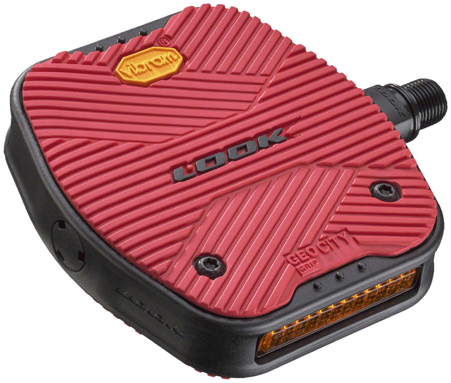 LOOK GeoCity Grip Pedals - Platform 9/16" Red - Bicycle Warehouse