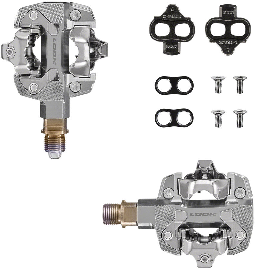 X-TRACK Single Power Pedals - Dual Sided Clipless Chromoly 9/16" Silver - Bicycle Warehouse