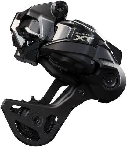 Shimano Deore XT RD-M8250-GS Di2 Wireless Rear Derailleur - 12-Speed Medium Cage Shadow ES BLK/Gray - Bicycle Warehouse