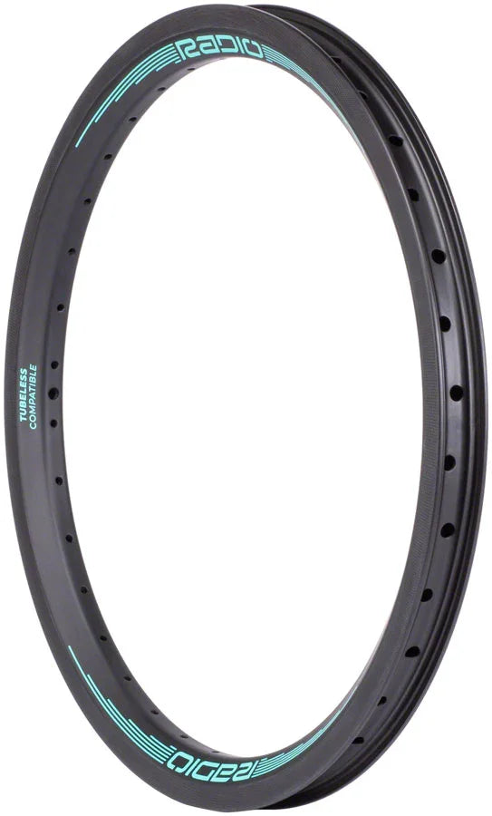 Raceline Solar Carbon Rim - 20" 36h Black/Teal Front - Bicycle Warehouse