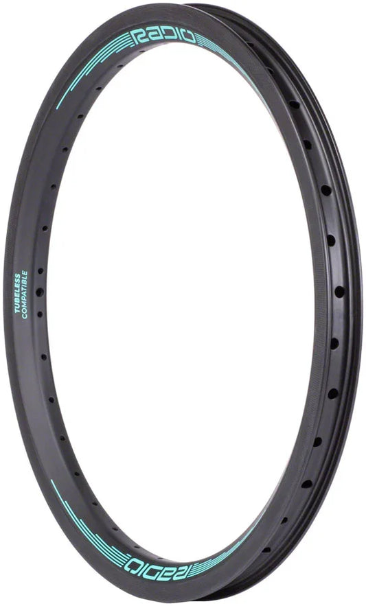 Raceline Solar Carbon Rim - 20" 36h Black/Teal Front - Bicycle Warehouse