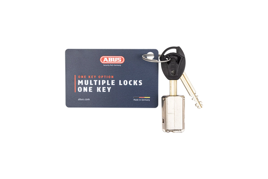 Replacement lock core with keys, metal cylinder and key ring, ABUS X-PLUS