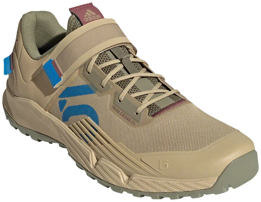Trailcross Mountain Clipless Shoes - Mens Beige Tone/Blue Rush/Orbit Green 7 - Bicycle Warehouse