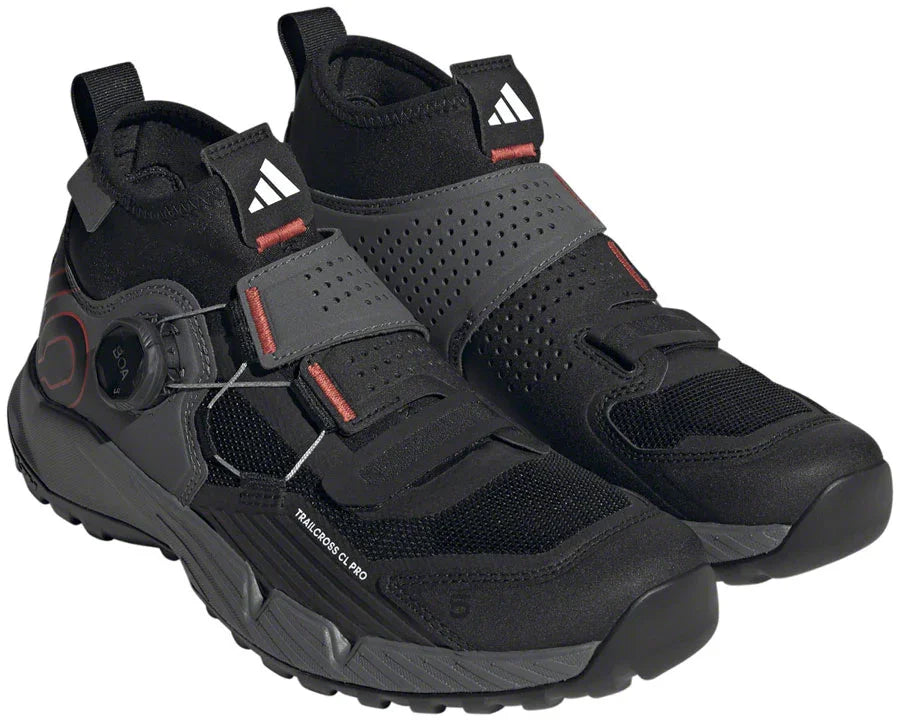 Trailcross Pro Mountain Clipless Shoes - Womens Gray Five/Core BLK/Red 7.5 - Bicycle Warehouse