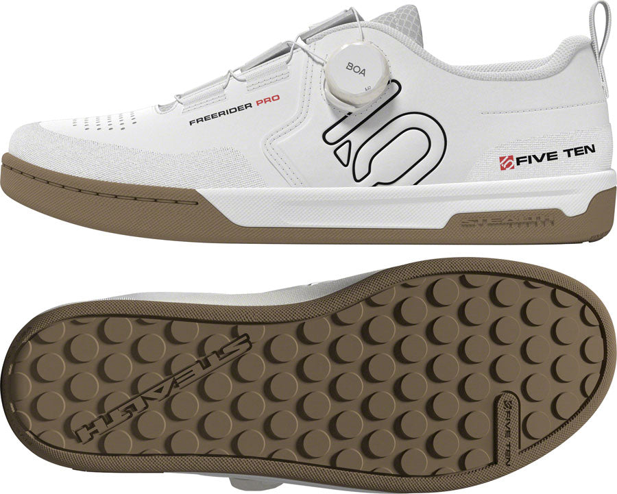 Five Ten Freerider Pro BOA Flat Shoes - Mens FTWR White/Core Black/Red 10 - Bicycle Warehouse