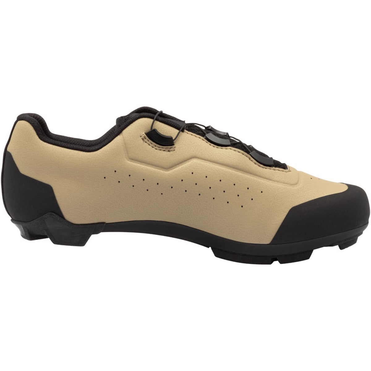 Liinea XC clipless cycling shoe, dark sand upper with black toe and heel
