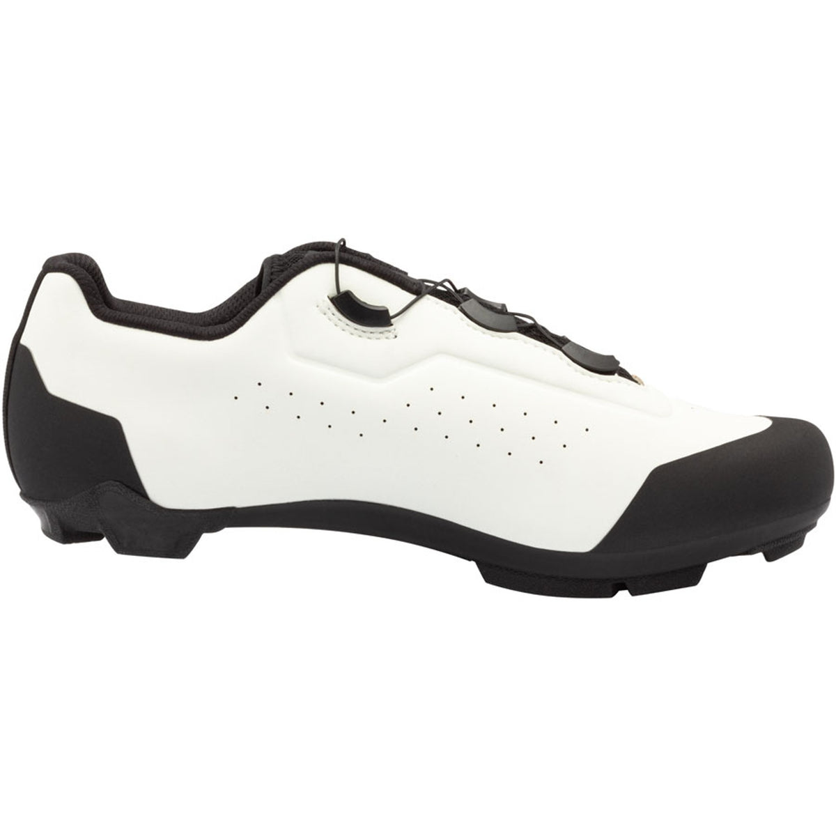 Ice white clipless cycling shoe with black side panels and lace-up closure