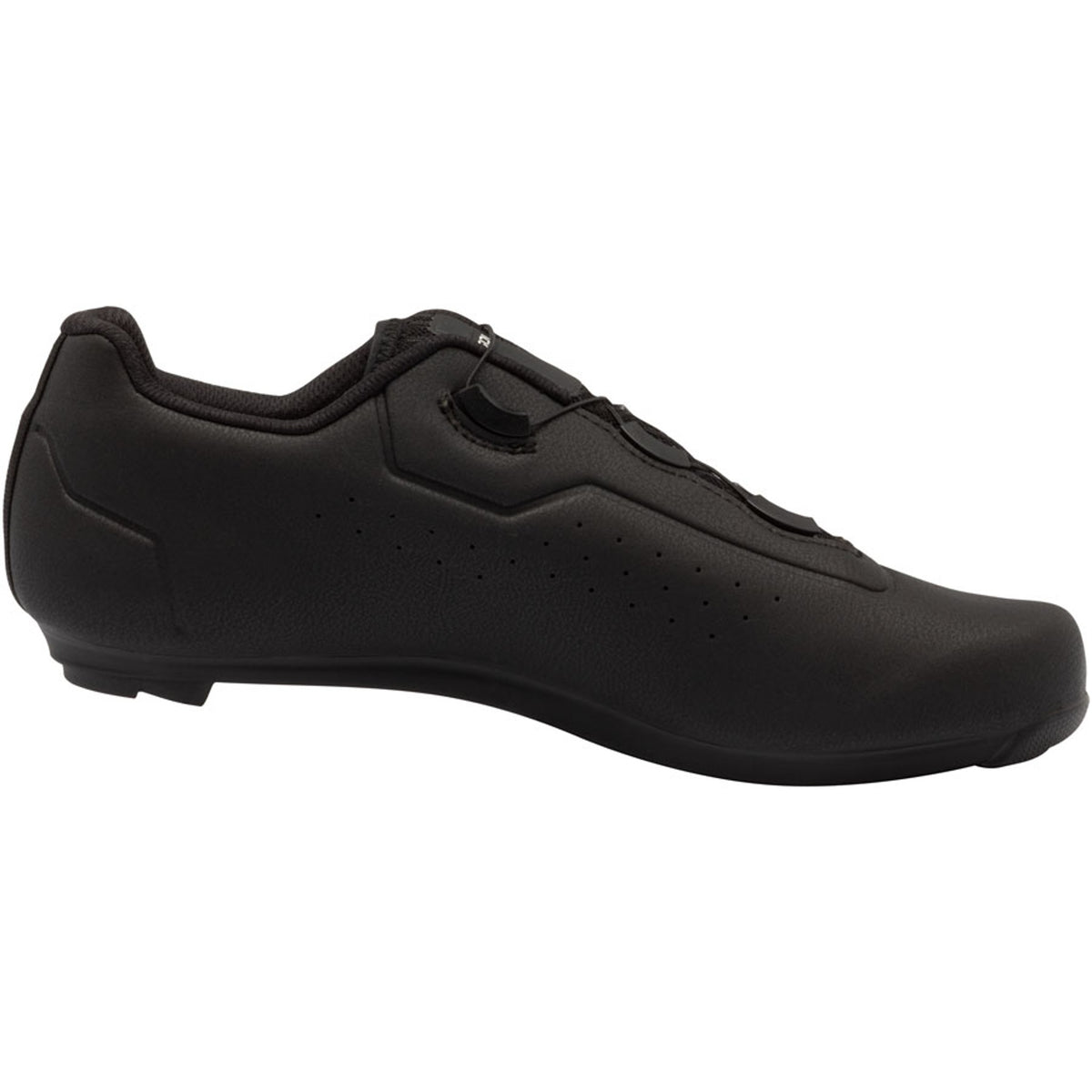 Black road cycling shoe, side profile with SIDI logo and ventilation holes