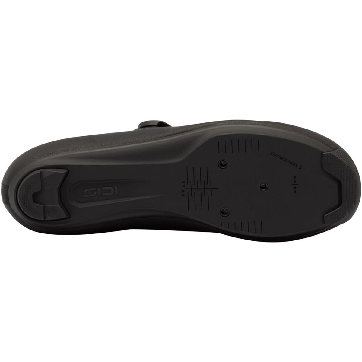 Black cycling shoe outsole with SIDI logo and tread traction pattern
