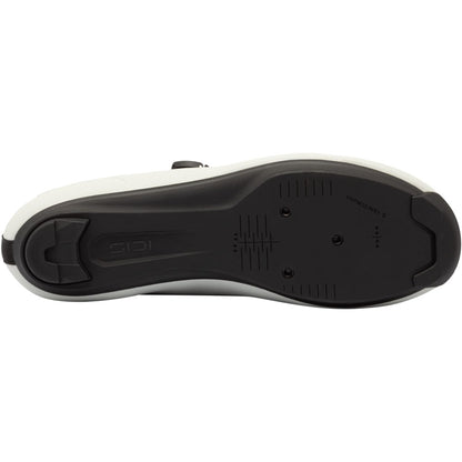 Light grey road cycling shoe outsole with black traction tread