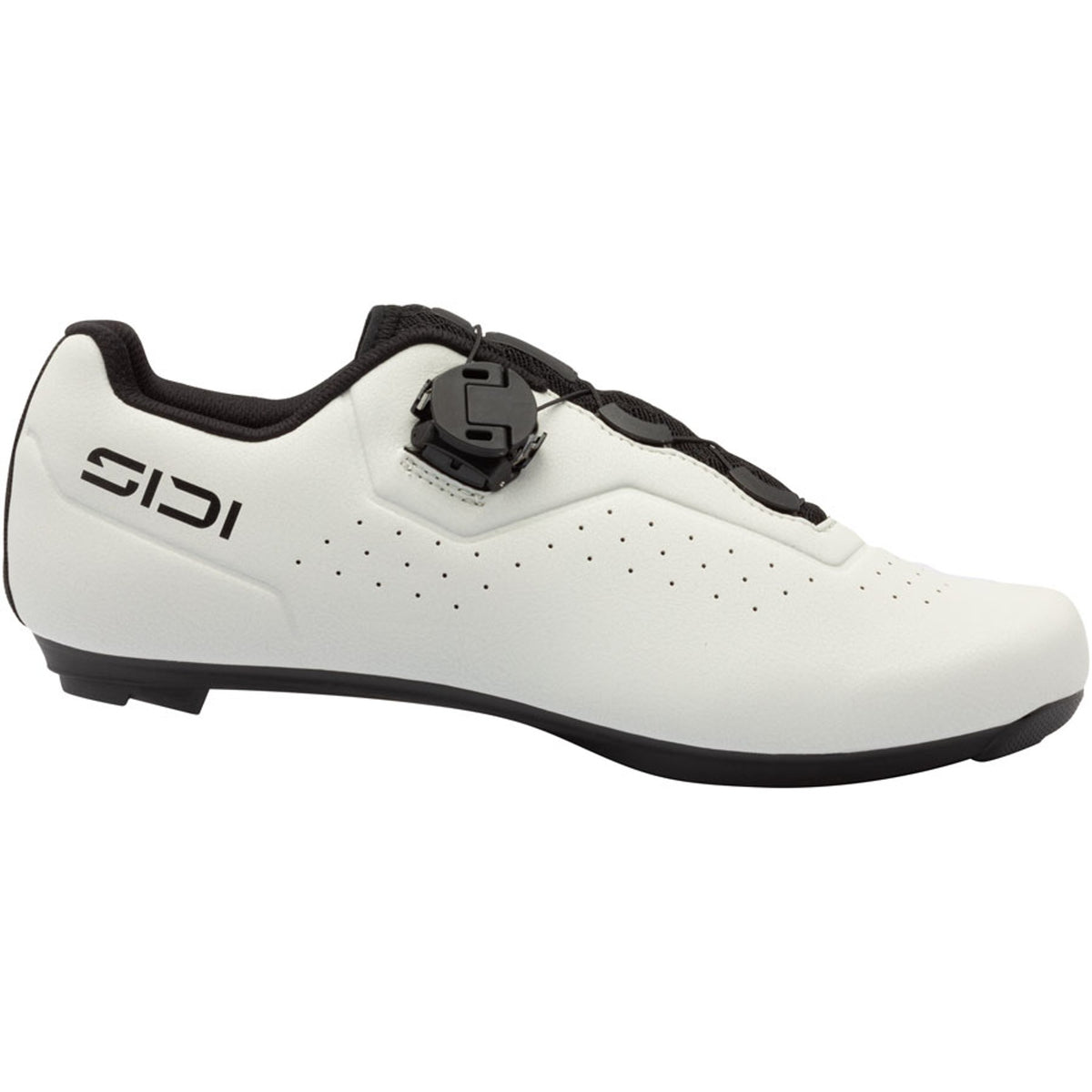 Light grey road cycling shoe with SIDI logo, black strap and buckle closure