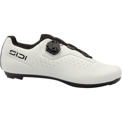 Light grey road cycling shoe with SIDI logo, black strap and buckle closure