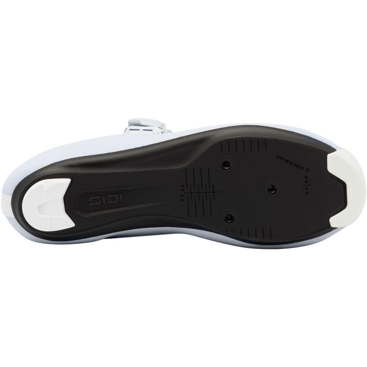 Women's cycling shoe outsole, black tread with Sidi branding and drainage holes