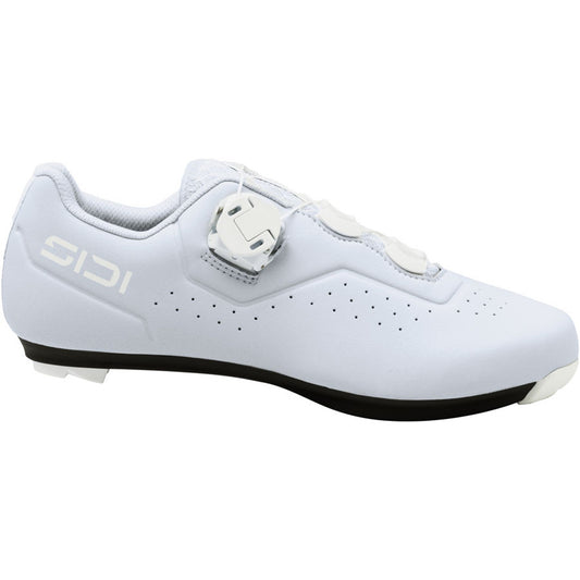 Women's road cycling shoe, light sky gray, buckle closure, perforated toe