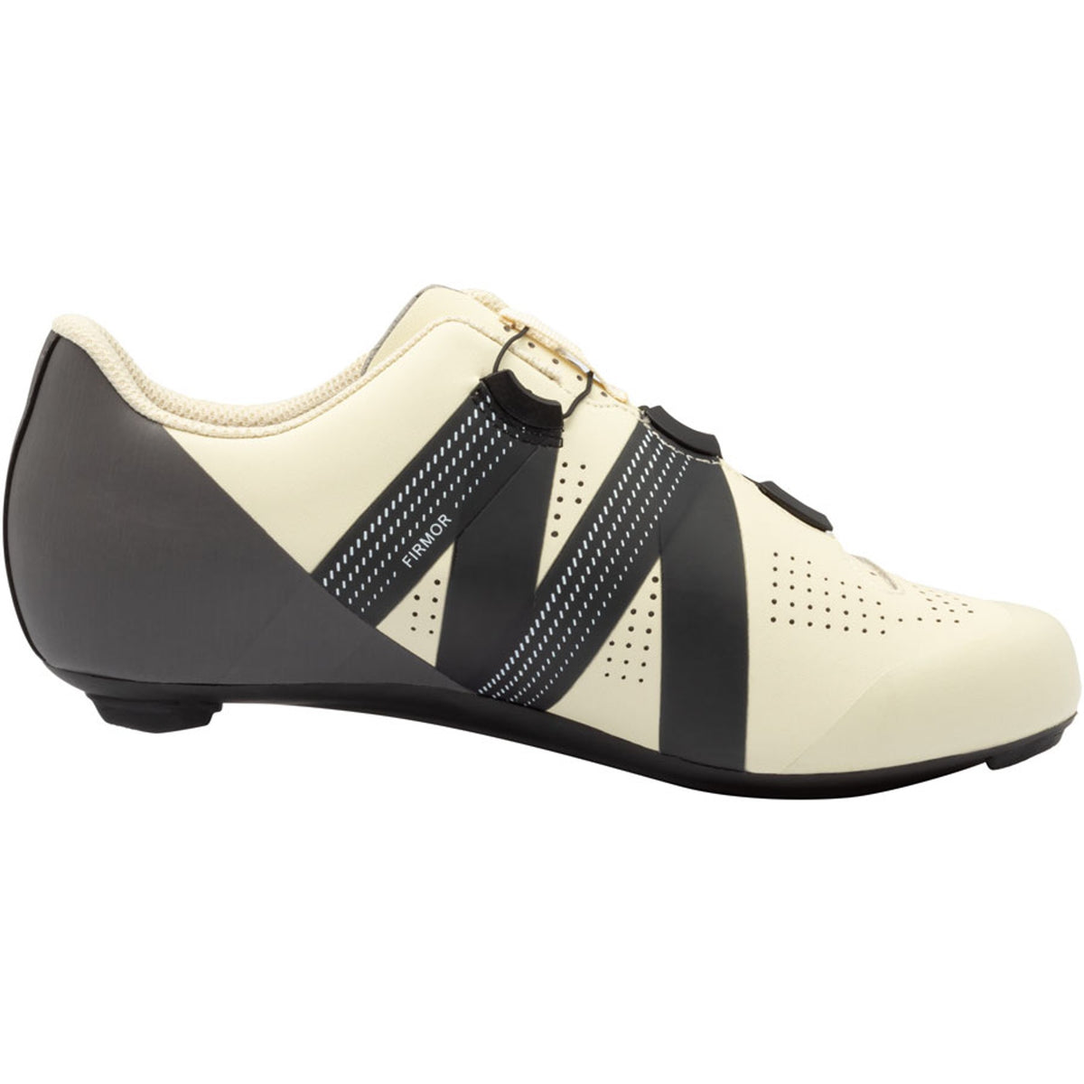 Women’s road cycling shoe in vanilla cream with dark panels and two buckle closures