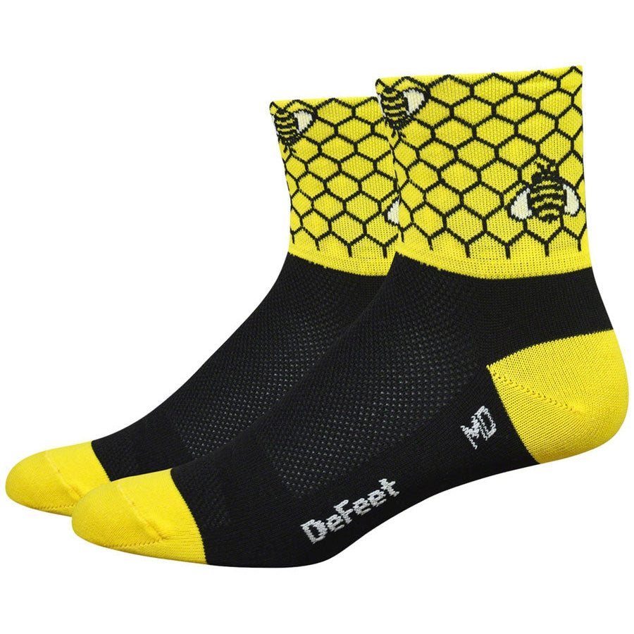 DeFeet Aireator Bee Aware Bike Socks - Yellow/Black - Socks - Bicycle Warehouse