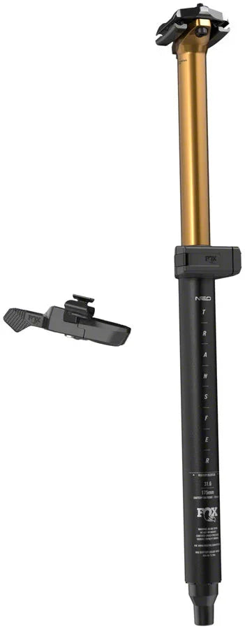 FOX Transfer Factory Neo Wireless Dropper Seatpost - 34.9 mm 175 mm Internal Routing Kashima Coat - Bicycle Warehouse
