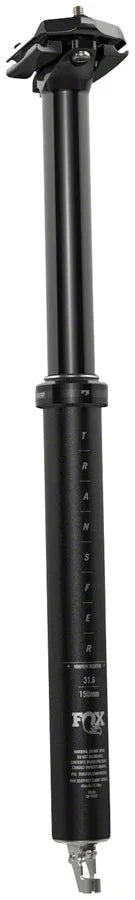 FOX Transfer Performance Elite Dropper Seatpost - 34.9 mm 240 mm Internal Routing Anodized BLK - Bicycle Warehouse