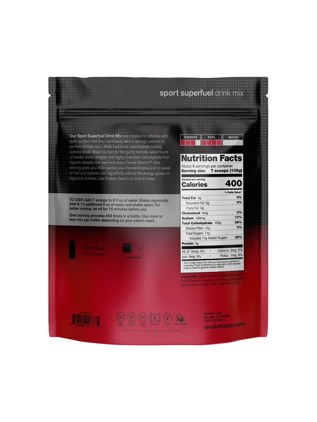Skratch Labs Supplement Skratch Superfuel Raspberry 8 Serving - Bicycle Warehouse