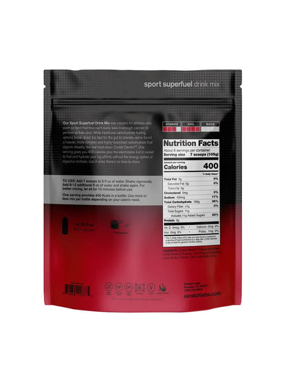 Skratch Labs Supplement Skratch Superfuel Raspberry 8 Serving - Bicycle Warehouse