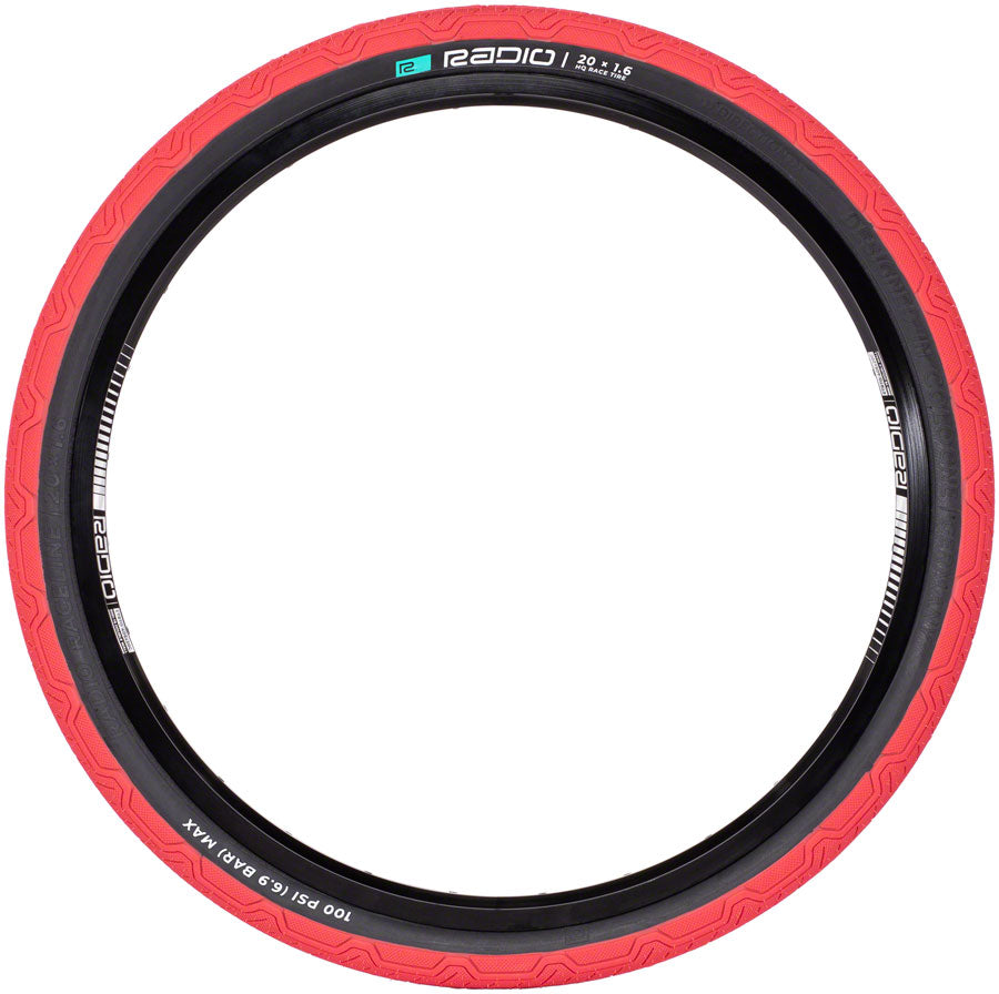 Raceline Oxygen Tire - 20 x 1.6 Clincher Folding Red/Black 120 TPI - Bicycle Warehouse
